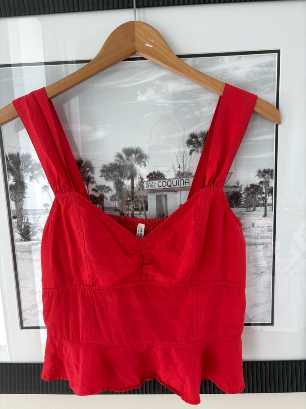 American Eagle Red Smocked Peplum Tank Top Size Small